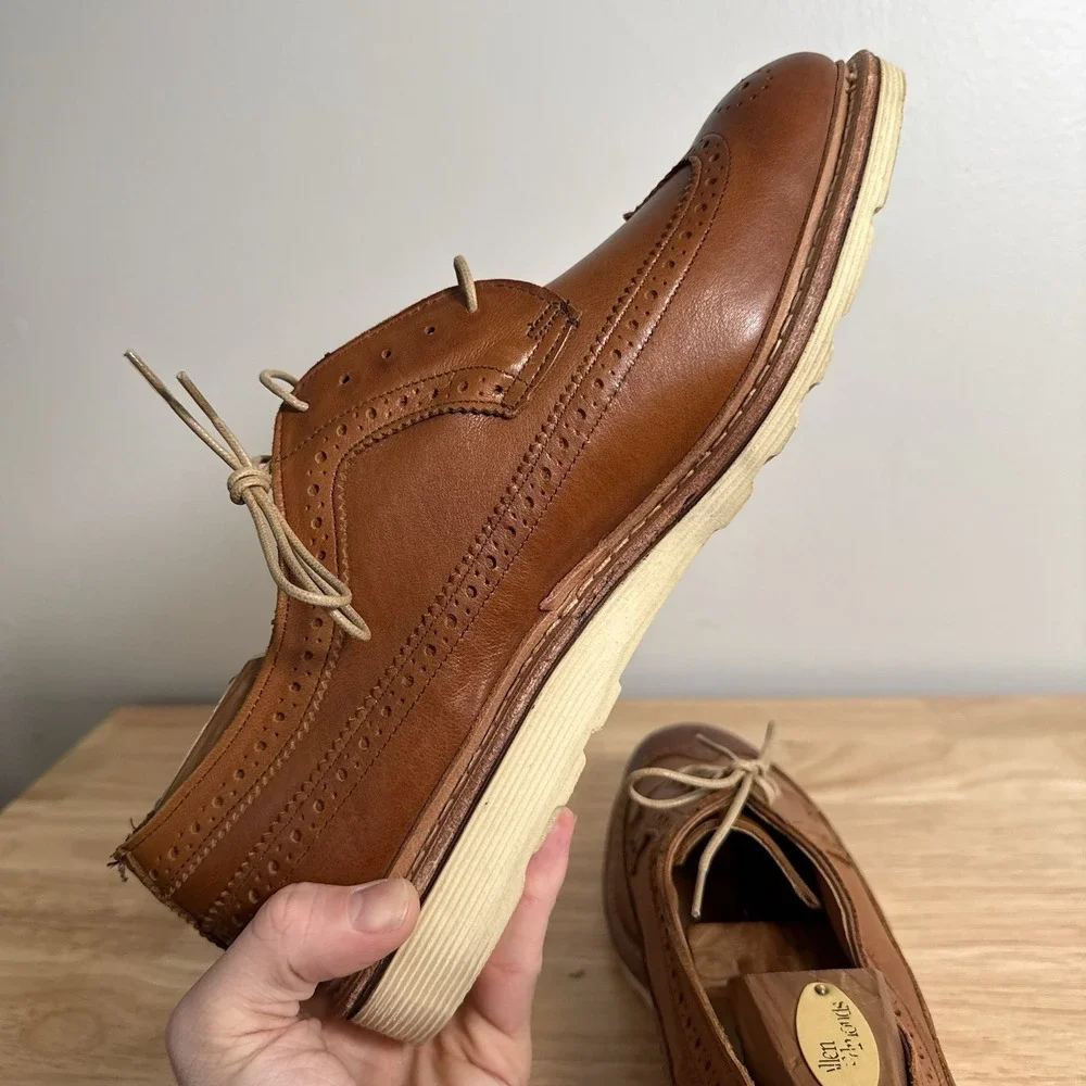 Allen‎ Edmonds Shannon Drive Tan Wingtip Derby Leather 1646 Mens Size 10 D